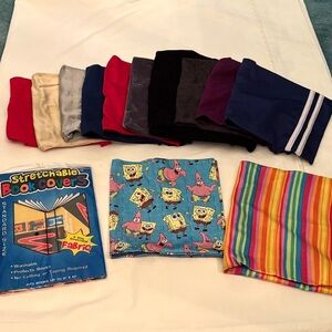 Colorful Stretchable Book Covers Set. SpongeBob, Striped, Satin, Velvet
